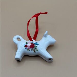 The Pioneer Woman White Ceramic Cow Ornament with Red Ribbon